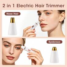 Hailicare 2 In 1 Electric Mini Hair Trimmer Nose Hair Eyebrows,Washable And Removable Cutter Head,Type-C Fast Charging,Lightweight & Portable Design - White - View 2