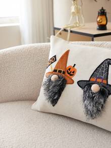 1pc Halloween Witch Embroidered Pillowcase, Halloween BOO Pillowcase, Suitable For Indoor Decoration, Halloween Decoration, All Season Pillowcase, Without Insert - Multicolor - View 7