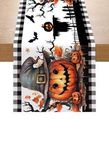 1pc Halloween Decorative Table Runner, Happy Halloween Decoration, Halloween Scarecrow Pumpkin Table Runner, Halloween Tablecloth Table Cover, 2026 Halloween Party Supplies, Halloween Tabletop Decoration, Halloween Home Decor, Spooky Atmosphere, Haunted House Decoration, Winter Decoration, Halloween Dining Room Kitchen Decoration, Halloween Party Decoration, Halloween Christmas Family Gathering Party Small Gifts, Christmas Decoration - Pumpkin Scarecrow - View 10