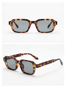1pc Women's Small Frame High-Quality Versatile Fashion Glasses, Suitable For Daily Wear, Party, Casual Decoration - Tortoise Shell Frame Gray Tablet - View 4