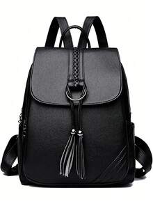 Leather Backpack Purse,Large Capacity, Beach Bag, Lightweight,For Outdoor Use, Like Camping, Shopping,Travel, Date, Work, Etc. Also An Awesome Gift - 黑色 - 查看 1
