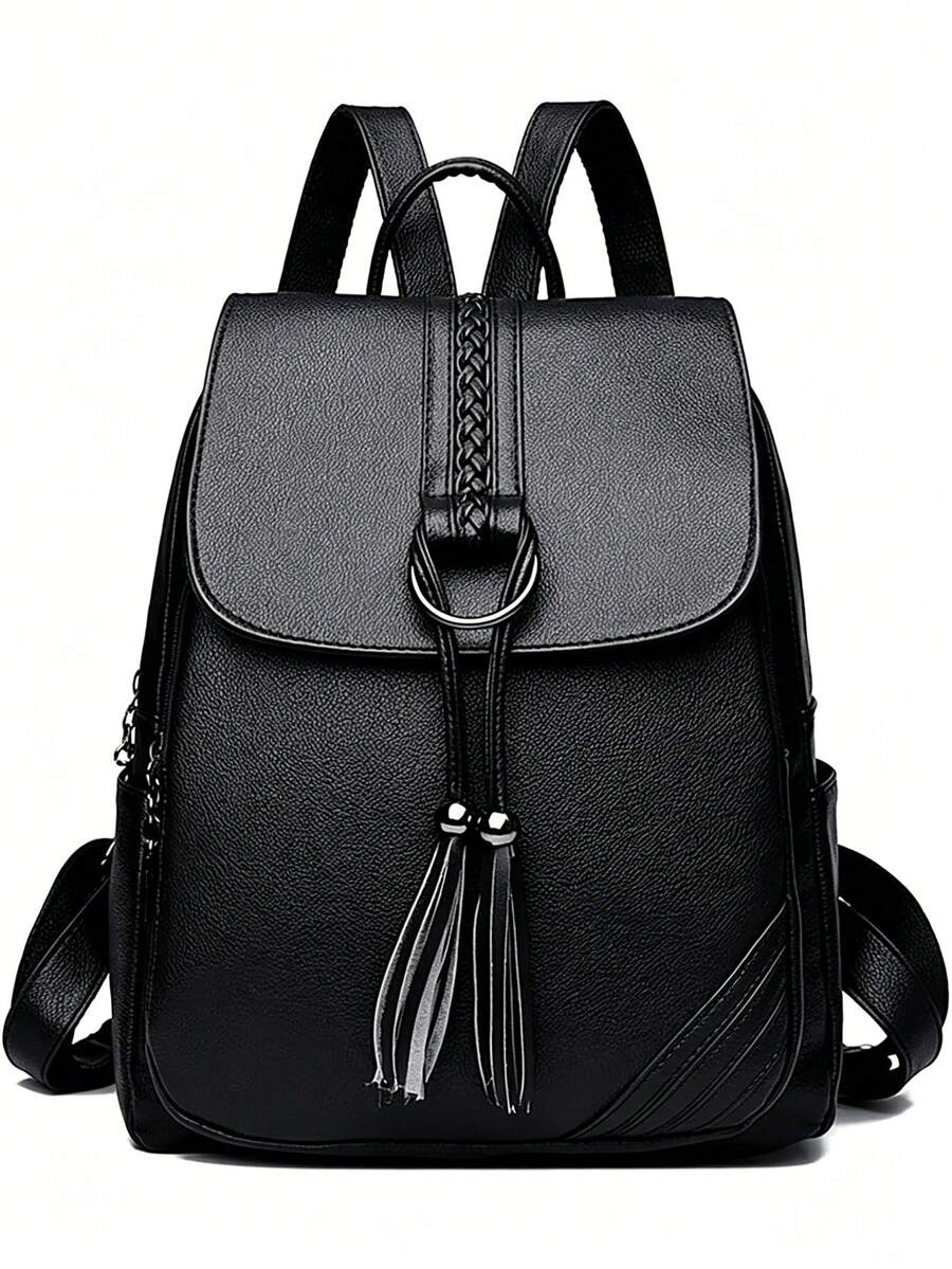 Leather Backpack Purse,Large Capacity, Beach Bag, Lightweight,For Outdoor Use, Like Camping, Shopping,Travel, Date, Work, Etc. Also An Awesome Gift - 黑色 - 查看 1