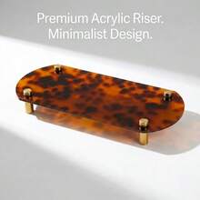 1Pc Vintage Amber Pattern Acrylic Perfume Organizer Tray, Gold Legs Jewelry Display Stand For Countertop Bathroom, Aesthetic Room Decor - View 8