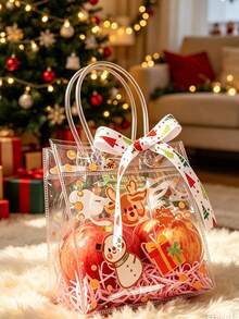 20pcs/10pcs/5pcs Large Transparent Gift Bags, Gift Giving, Wedding Birthday, Transparent Tote Bags With Handles, Thickened Reusable Transparent PVC Gift Bags - Transparent - View 8