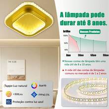 Luminária de Teto Plafon LED Slim Luminária de teto quadrada luminária de parede Luz Tricolor 3 Temperaturas Luminária de Teto Ultra Fina para Sala Quarto Cozinha Banheiro Corredor Design Moderno Economia de Energia Alta Luminosidade Fácil Instalação - Dourado - Visão 6