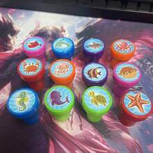 12pcs Mini Colorful Animal Pattern Stamps For Kids, Ocean Animals, Dinosaurs, Farm Animals, Creative Animal Stamps, Suitable For Back To School, Creative Doodling And Art Painting, Learning Rewards, Campus Rewards, Birthday Gifts - Multicolor - View 11