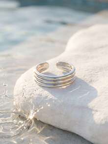 1Pc Silver Toe Ring For Women Dainty Minimalist Foot Jewelry Suitable For Beach Vacation Daily Wear Ideal Gift For Women. - Silver - View 2