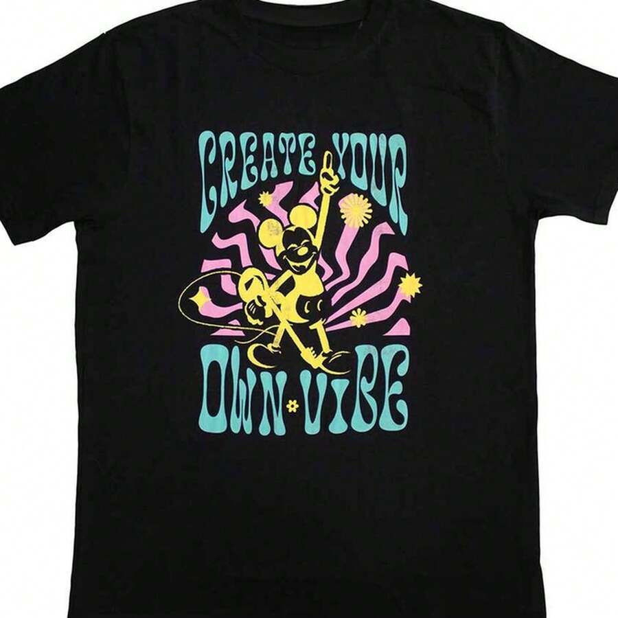 Women's Summer Top Elegant Black Oversize With Retro Character Design In Streetwear Style And Zebra Patterns For A Casual Look - Black - View 1