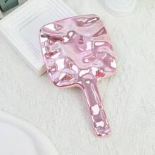 1pc Premium Metallic Glossy Wavy Handheld Makeup Mirror, Handheld Touch-Up Mirror, High Definition Makeup Mirror, Beauty Mirror, Portable Mirror - Multicolor - View 4