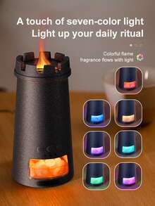 EIGIIS 3-In-1 Mist Humidifier With Aromatherapy Diffuser And Himalayan Salt Lamp, Flame Effect Essential Oil Diffuser, Colorful Night Light With Auto Shut-Off, Home Office Gift, 80ml - View 5
