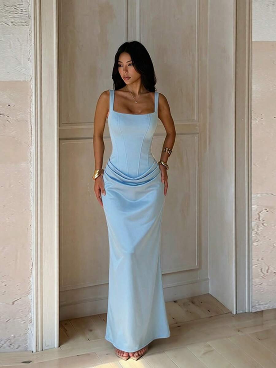 Summer, Elegant Dresses For Parties, Luxury Evening Dresses For Weddings, Vacation Wear For Women, Birthday Dresses, Back To School, Festivals, Beach - Baby Blue - View 1
