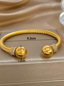 Pulseira Elegante de Luxo com Zircônia, Pulseira Aberta Torcida Dourada, Pulseira de Aço Inoxidável Empilhável para Mulheres, Adequada para Uso Diário, Festa, Natal, Halloween, Aniversário e Outras Ocasiões, Conjunto de Presente - Multicolorido - Visão 10