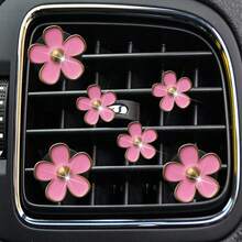 6pcs Alloy Daisy Car Air Vent Fragrance Clip Car Air Conditioner Decor - A - View 20