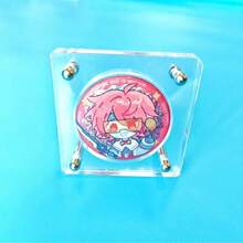 Anime Character Badge Acrylic Display Stand, Suitable For 58mm Badges, Multiple Styles To Choose From, Highly Transparent, Dustproof And Thickened, Can Be Used For Anime Merchandise And Series Badge Display Bricks - Black and White - View 2