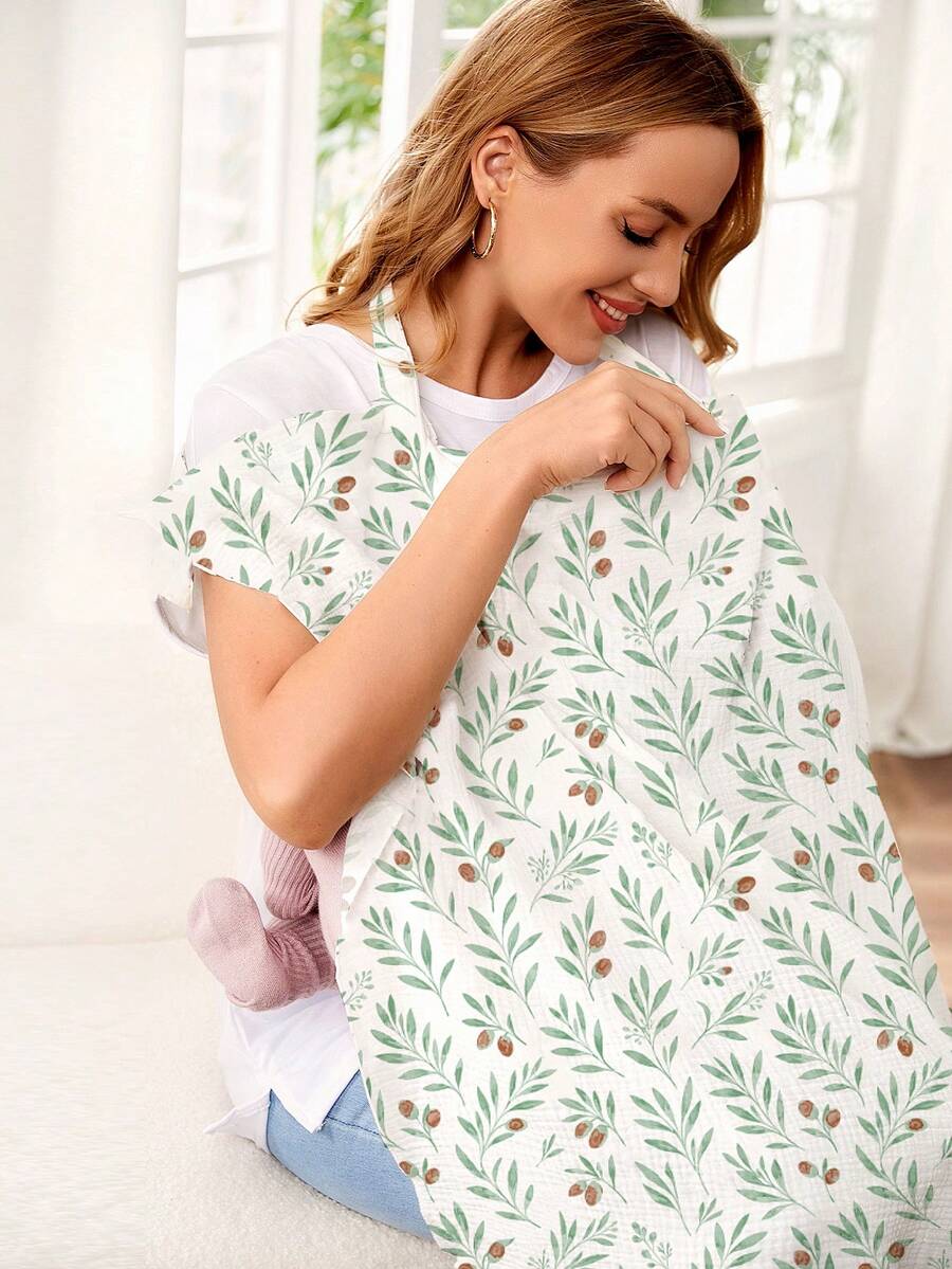 1pc Comfortable Breathable Multifunctional Nursing Cover, Anti-Exposure Pure Cotton Exquisite Printed Pattern Nursing Apron, Mommy Outing Nursing Cover, Breastfeeding Cover, Suitable For All Seasons - Multicolor - View 1