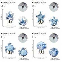 1pc Ocean Theme Wooden Wall Hook With Starfish Turtle Octopus Shell Design Metal Hanging Hook For Coats Hats Keys Bags Small Items Home Decor Bathroom Kitchen Bedroom Entryway Wall Mount Organization Storage Solution - Multicolor - View 10