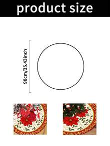 1pc Christmas Reindeer Snowman Gnome Poinsettia Gift Box Print Pattern Christmas Tree Skirt, Christmas Tree Bottom Decoration Mat For Christmas Party Decor. Round Base, Diameter 60/90CM Optional; Suitable For Winter Party And Home Holiday Decoration, Ideal Christmas Tree Decoration. - Multicolor - View 10
