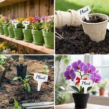 100pcs T-Shaped Plant Labels, 4 Inch Potted Plant Name Tags, Plastic Material, With Marker Pen, Seedling Seed Marker, Suitable For Indoor/Outdoor Garden, Patio, Flowers And Vegetables, White - A - View 4