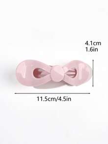 2pcs/Set Spring/Summer PC Material Sweet Pink & White Girl Glossy Bow Alligator Hair Clips, Simple Elegant Versatile Half-Up Bun Low Ponytail Flyaway Fixing Non-Slip Toothed Hair Clips - Multicolor - View 3