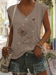 3pcs/Set Women's Fashion Printed V-Neck T-Shirts, Spring/Summer New Loose Casual Top Base Layer T-Shirt - Suitable For Daily Wear And Home - Light Brown + Blush + Light Gray - View 6