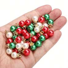 20pcs Christmas Mini Ball Ornaments, Faux Pearl Miniature Christmas Tree Hanging Decorations, Colorful Glitter Balls, Christmas Holiday Party Decor - Multicolor - View 9