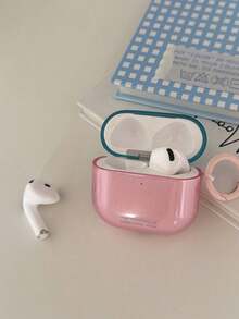 Contrast Color Translucent Purple & Green Earphone Case For AirPods Pro 3, 4th Gen Wireless Bluetooth Apple 1/2, Pro New 3rd Gen, Pro 2 Anti-Drop Protective Cover, Korean Style For Women - Baby Pink - View 9