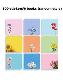 Cute Sticky Note Set, 3 Inch X 3 Inch (Approx. 7.6 Cm X 7.6 Cm) Floral Self-Adhesive Memo Pads, Fun Note Set, Floral Stationery, Kawaii Sticky Notes, Gift For Flower Lovers, Office Desk Decor Accessories, School Supplies - Floral Style - View 9