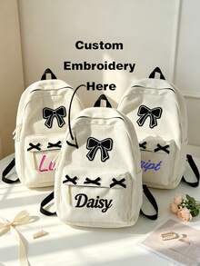 Embroidered Customization, Personalized Your Name, Cute Personalized Backpack, Dinosaur Cartoon Backpack, Multi-Functional Fashion Casual Travel Bag, Multi-Purpose Canvas Storage Bag - Multicolor - View 3