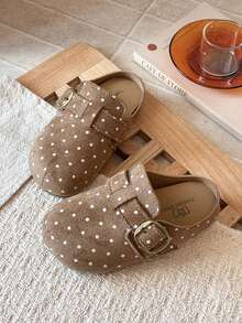 Easy Slip-On Platform Mules - Retro Polka Dot Non-Slip Slides For Summer Chic Retro Platform Slides-Versatile Polka Dot Mules For Casual&Daily Outfits - Khaki - View 3