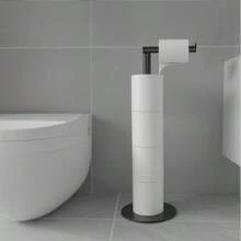 1pc Stainless Steel Freestanding Toilet Paper Holder, Weighted Stable Base, No-Drill Floor Standing Toilet Paper Storage Rack, Rust-Proof Bathroom Accessory, Suitable For Home, RV, Hotel - Multicolor - View 6