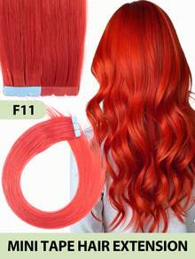 Mini Tape-In Hair Extensions, Real Human Hair, Colorful Invisible Tape-In Hair Extensions, Highlight Color, Party Hair Accessories, Ready To Wear, No Glue Needed, Suitable For Holidays, Festivals, School Supplies, Parties, Weddings, Daily Wear, Suitable For All Women, Girls, Brides - Multicolor - View 16