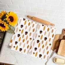 MEMNUN 2 Pcs Autumn Oak Leaf & Acorn Print Kitchen Towels, Dish Cloths, Microfiber Polyester Material, Minimalist Harvest Decor Hand Towels, Thanksgiving Home Decor, Kitchen Decor, Fall Decor, Suitable For Restaurant, Kitchen, Home Decoration And Gift, 40*60cm/45*70cm - Multicolor - View 6