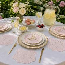 20/40/60 Stück Baby-förmige Einweg-Cocktailservietten, 2-lagig verdickt, hellrosa mit Goldfolie und Polka Dots, geeignet für Babyparty, Gender Reveal Party, ersten Geburtstag und Nachmittagstee für werdende Mütter - Mehrfarbig - Übersicht 3