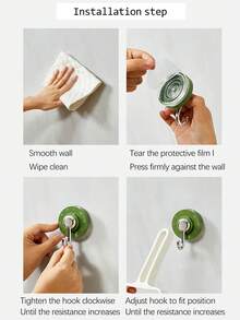 1/3pcs Suction Cup Hook Set, Movable Hook, Vacuum Drill-Free Hook, Minimalist Versatile Style, Fashionable Design, Can Be Installed On Glass Bathroom Shower Door, Bathroom Tile, Mirror And Other Surfaces, Removable And Reusable - A - View 9