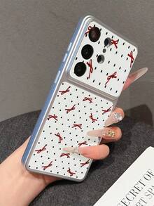 1pc Fashion Black Polka Dot Bow Pattern Spray Painted TPU Full Coverage Phone Case Compatible With Galaxy S26 S25 S24 Ultra S24 Plus S24 FE S23 S22 A55 A54 A53 A52 A50 A30 A42 A35 A34 A33 A25 A24 A20 A30 A15 A17, Smart 8/ Hot 40i/Spark 20/Spark 20C/Spark Go 2024/ G84/ A7 Pro/Honor X9A X9B X9C X9D - Silver - View 3