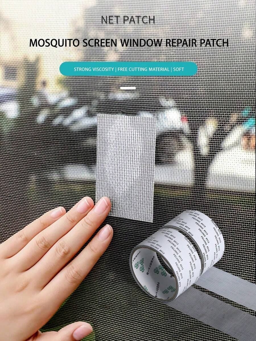 Waterproof Self-Adhesive Mosquito Net Repair Tape, Tear Resistant Anti-Insect Mesh Window Screen Patch, Strong Adhesive Screen Fix Sticker, Quick Repair For Broken Window Mesh, Door Mosquito Net, Fabric Screens Household Window Repair Supplies - One Size Fits All - View 1