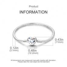 1pc S925 Sterling Silver Snake Chain Basic Bracelet, Multiple Heart Clasp Options, Starry Sky Colorful Zirconia, Hollow Floral Pattern, Infinity Symbol Pink Diamond Design, Can Be Freely Matched With Beads, Comes With Gift Box, Suitable For DIY Jewelry Making, Gentle Girl Daily Gift Accessory - Multicolor - View 3