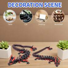 Rollable Heart Tail 3D Printed Black Dragon Model, Fully Articulated Joints For Free Shaping, Dark Style Couple Commemorative Small Gift, Fingertip Stress Relief Desktop Decor Collectible Figurine, Birthday/Halloween/Thanksgiving/Christmas Gift - Multicolor - View 8