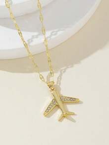 1pc New 3D Personalized Hip Hop Rhinestone Airplane Pendant Rearview Mirror Chain, Women's Car Accessory - Airplane Rearview Mirror Charm - View 5