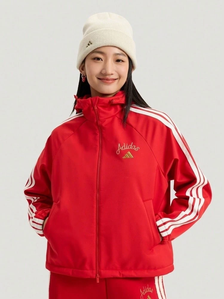 Adidas 女款 NYR SHL JKT 梭織連帽運動夾克 KU8972 - 紅色 - 查看 1