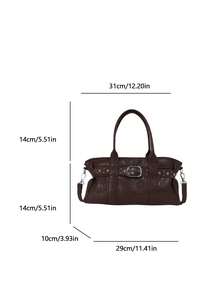 Minimalist Women's Handbag 2026 Fashion New Style Exquisite High-End Chic Rivet Luxury Shoulder Crossbody Bag - Brown - View 3