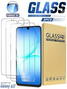 3 buah Pelindung Layar Kompatibel Dengan Galaxy A17 5G, Bahan Kaca Tempered, Sangat Tahan Lama, Kekerasan 9H Anti Pecah, Bebas Gelembung, Kompatibel Dengan Pelindung Layar Galaxy A16, Cocok Untuk Casing Ponsel - Clear - View 1