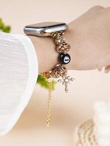 1 Damen-/Mädchen-Armband für Apple Watch im Leopard Muster, Gold, kompatibel mit Apple Watch Series 11 10 9 8 7 6 5 4 3 2 1, 38/40/41/42/44/45/46/49 mm, Ultra 1/2/3, SE, perfektes Geschenk für Partys, Bankette, Feiertage und den Alltag - Gold - Übersicht 7
