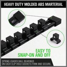 9PCS Socket Rail Storage Holder Organizer Tray Set 1/2" 3/8" 1/4" Wall Mount ABS - A - View 9