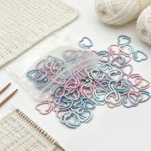 20/30/50/70/100pcs Heart-Shaped Open Crochet Markers - Metal Open Crochet Lock Rings, Multicolor Metal Heart-Shaped Knitting Stitch Markers, DIY Craft Accessories, Crochet Knitting Tools, Sewing Accessories - Cute And Practical Gift For Knitting Enthusiasts - Powder Blue - View 2