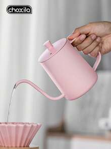 choxila 1pc Pink Stainless Steel Pour Over Coffee Pot With Lid, Coffee Pot, Drip Coffee Maker - 350ml/12oz, 600ml/20oz - Coffee Maker - View 3