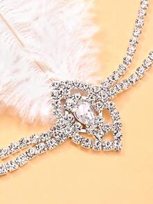 1pc New Vintage Hair Chain, European & American Fashion Stage Performance Feather Hair Accessory, Headpiece, Head Jewelry For Valentine's Day Accessories Gift - Silver - View 4