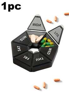 1/3-pack 7-dagars pillerbox, bärbar sexkantig pillerbox för resor med 7 fack, transparent vitaminpillerbox, lämplig för tabletter och kosttillskott, vattentät daglig pillerdispenser, lämplig för resor, kontor och studentboende, flera färger tillgängliga - Visa 10