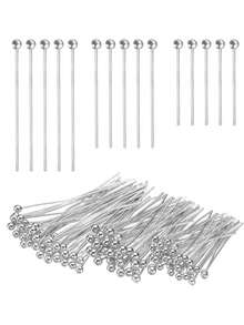 100Pcs 16/20/25/30mm Stainless Steel Round Ball Head Pins, Beading Pins For DIY Bracelet Necklace Jewelry Making - Stainless Steel Steel-colored Ball Needle - View 1
