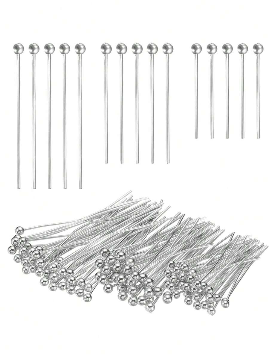 100Pcs 16/20/25/30mm Stainless Steel Round Ball Head Pins, Beading Pins For DIY Bracelet Necklace Jewelry Making - Stainless Steel Steel-colored Ball Needle - View 1
